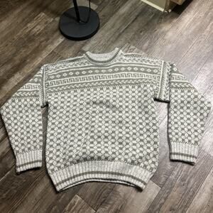 Vintage 90s Eastern Mountain Sports 100% Wool Knit Sweater Made in England L